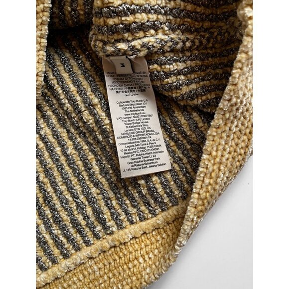 Tory Burch  Metallic Thread Striped Cardigan Ivory White Silver Size Medium - Picture 10 of 10